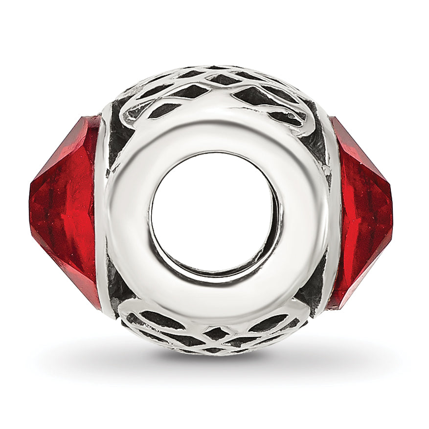 Sterling Silver Reflections Antiqued Light Red Crystal Bead
