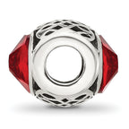 Sterling Silver Reflections Antiqued Light Red Crystal Bead