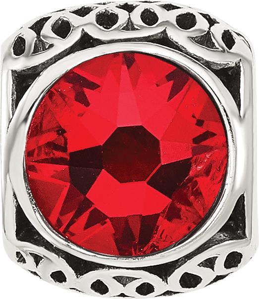 Sterling Silver Reflections Antiqued Light Red Crystal Bead
