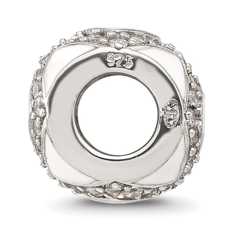 Sterling Silver Reflections White Enamel and CZ Fancy Bead