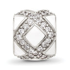 Sterling Silver Reflections White Enamel and CZ Fancy Bead