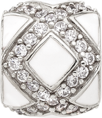 Sterling Silver Reflections White Enamel and CZ Fancy Bead