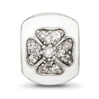 Sterling Silver Reflections White Enamel and CZ Floral Clip Bead