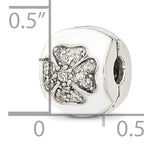 Sterling Silver Reflections White Enamel and CZ Floral Clip Bead