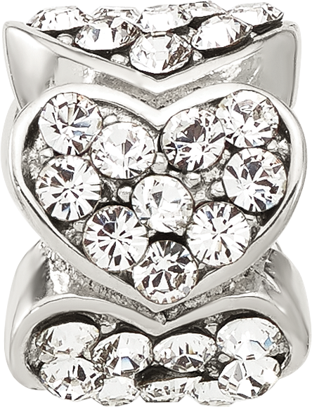 Sterling Silver Reflections Clear Crystal Hearts Bead