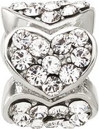 Sterling Silver Reflections Clear Crystal Hearts Bead