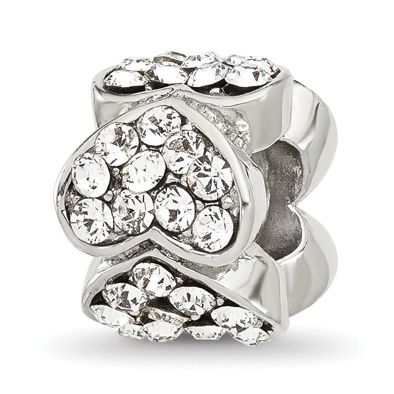 Sterling Silver Reflections Clear Crystal Hearts Bead
