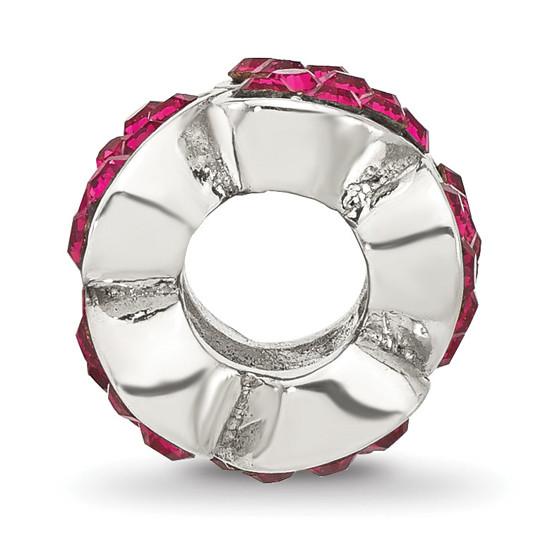 Sterling Silver Reflections Red Crystal Hearts Bead