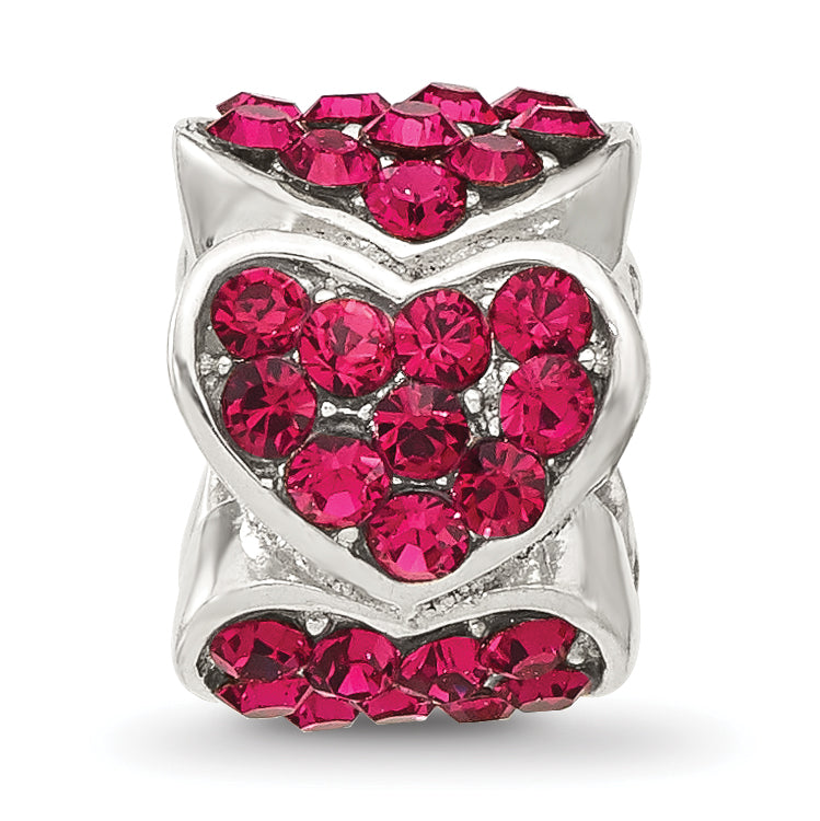 Sterling Silver Reflections Red Crystal Hearts Bead