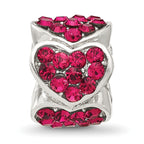 Sterling Silver Reflections Red Crystal Hearts Bead