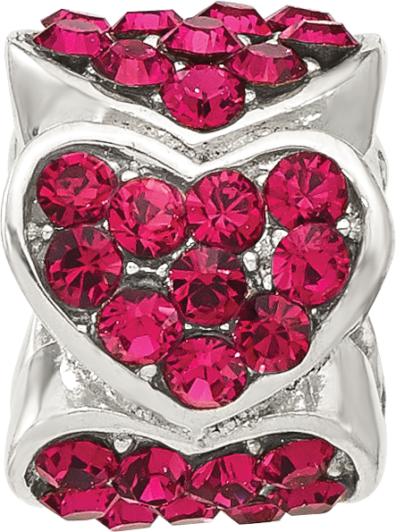 Sterling Silver Reflections Red Crystal Hearts Bead