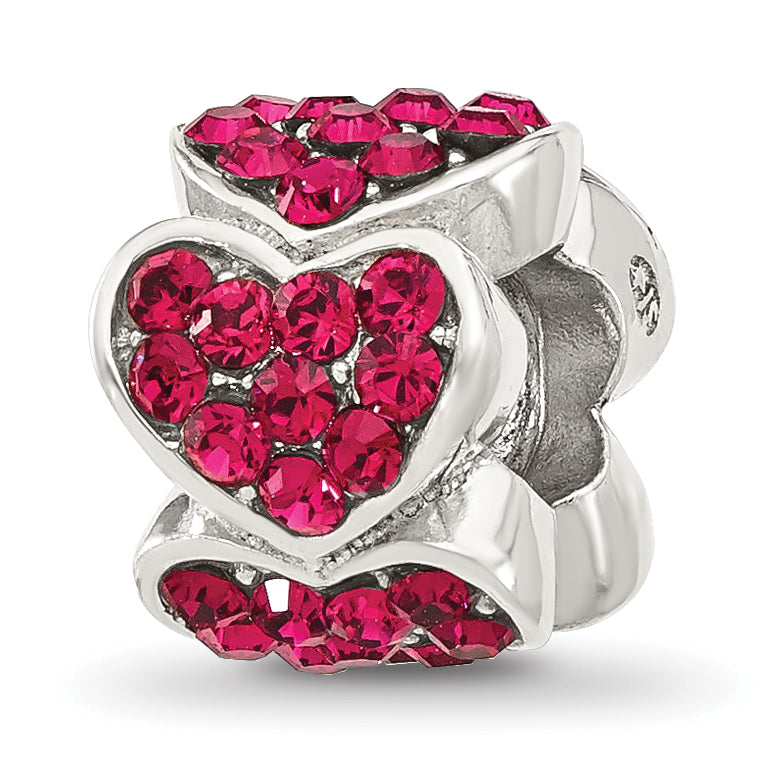 Sterling Silver Reflections Red Crystal Hearts Bead Main image