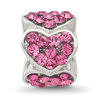 Sterling Silver Reflections Pink Crystal Hearts Bead