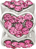 Sterling Silver Reflections Pink Crystal Hearts Bead