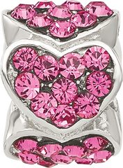 Sterling Silver Reflections Pink Crystal Hearts Bead