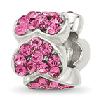 Sterling Silver Reflections Pink Crystal Hearts Bead