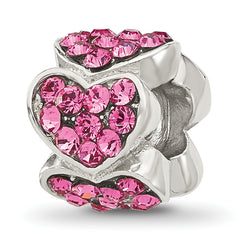 Sterling Silver Reflections Pink Crystal Hearts Bead