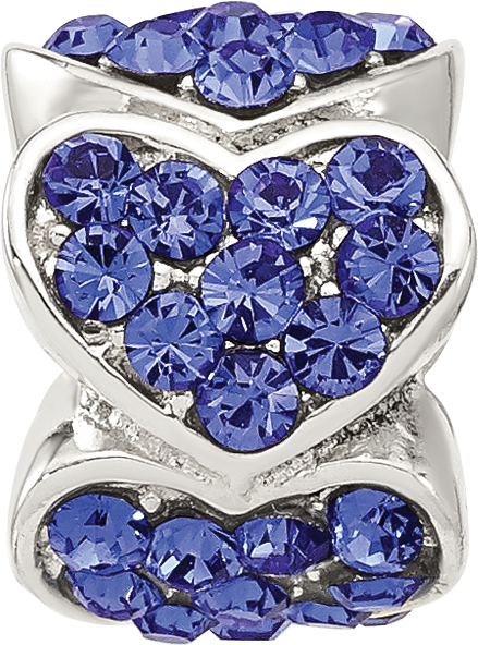 Sterling Silver Reflections Blue Crystal Hearts Bead