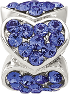 Sterling Silver Reflections Blue Crystal Hearts Bead