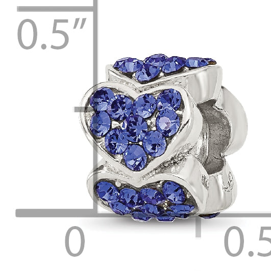 Sterling Silver Reflections Blue Crystal Hearts Bead
