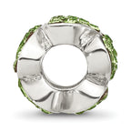 Sterling Silver Reflections Green Crystal Hearts Bead