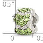 Sterling Silver Reflections Green Crystal Hearts Bead