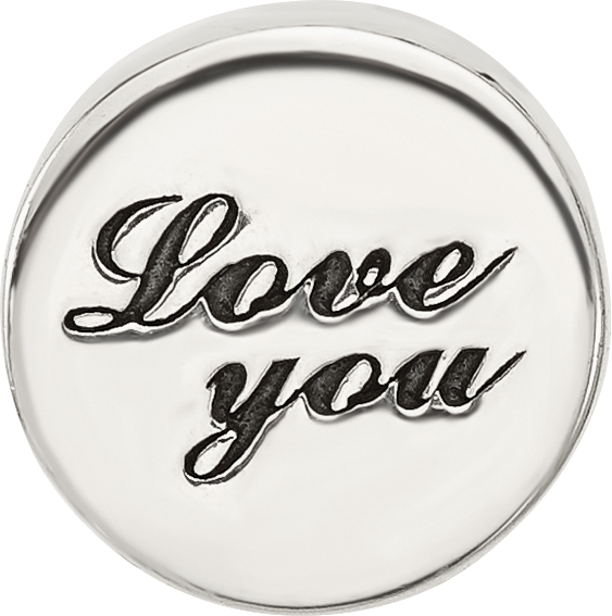 Sterling Silver Reflections Polished Antiqued Love You Circle Bead