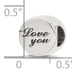 Sterling Silver Reflections Polished Antiqued Love You Circle Bead