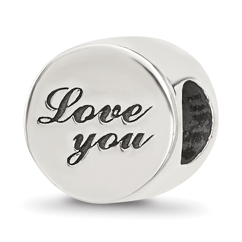 Sterling Silver Reflections Polished Antiqued Love You Circle Bead Main image