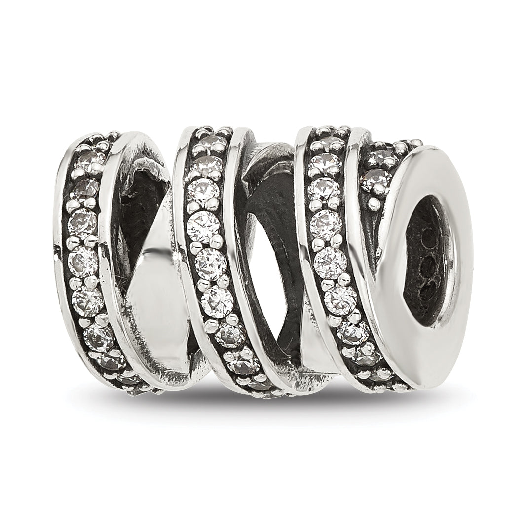 Sterling Silver Reflections Polished CZ Wrap Bead Main image