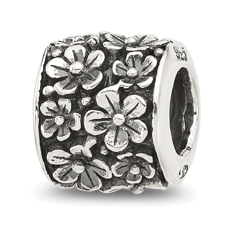 Sterling Silver Reflections Antiqued Floral Bead Main image
