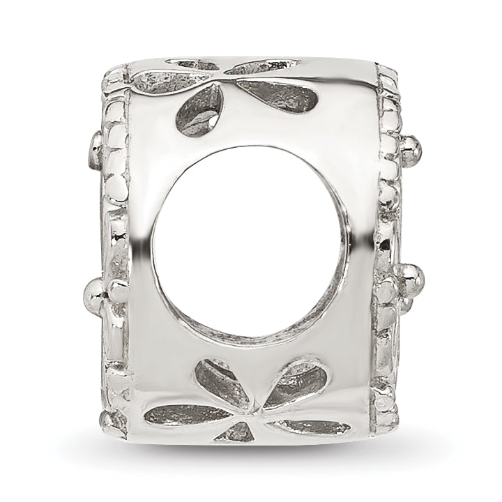 Sterling Silver Reflections White Enameled Floral Circle Bead Secondary image