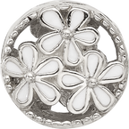 Sterling Silver Reflections White Enameled Floral Circle Bead