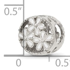 Sterling Silver Reflections White Enameled Floral Circle Bead