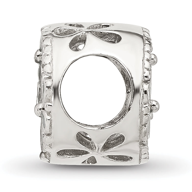 Sterling Silver Reflections Light Blue Enameled Floral Circle Bead Secondary image