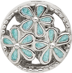 Sterling Silver Reflections Light Blue Enameled Floral Circle Bead