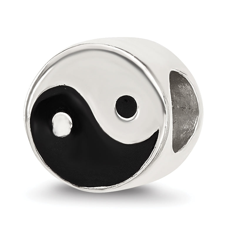 Sterling Silver Reflections Enameled Yin and Yang Circle Bead Main image
