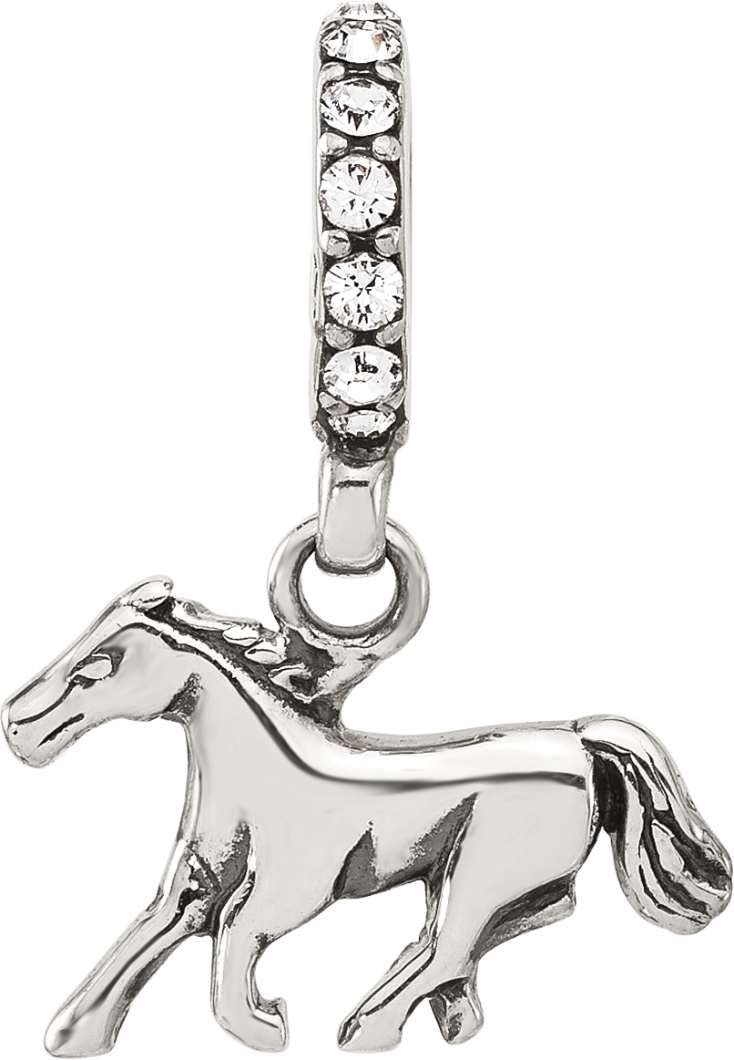 Sterling Silver Reflections Crystal Horse Dangle Bead