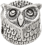 Sterling Silver Reflections Antiqued Owl Bead