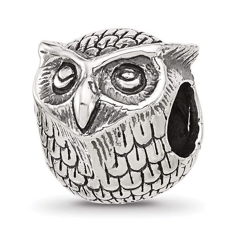 Sterling Silver Reflections Antiqued Owl Bead Main image