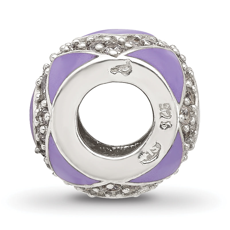 Sterling Silver Reflections Purple and CZ Enameled Design Bead Secondary image