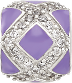 Sterling Silver Reflections Purple and CZ Enameled Design Bead