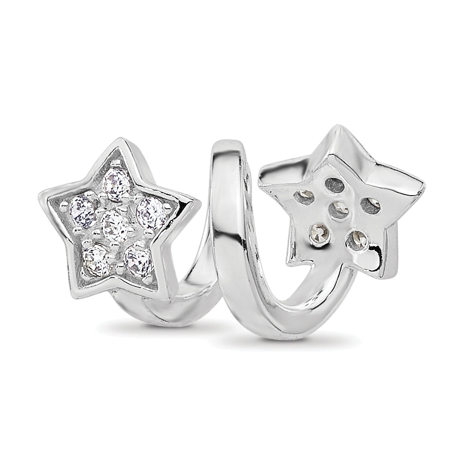Sterling Silver Reflections Rhodium-plated CZ Star Twist Bead Main image