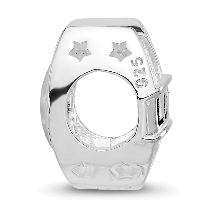 Sterling Silver Reflections Rhodium-plated CZ Lucky Horseshoe Bead Secondary image