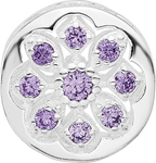 Sterling Silver Reflections Rh-plated Purple/Clear CZ Floral Reverse Bead