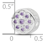 Sterling Silver Reflections Rh-plated Purple/Clear CZ Floral Reverse Bead