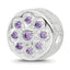 Sterling Silver Reflections Rh-plated Purple/Clear CZ Floral Reverse Bead
