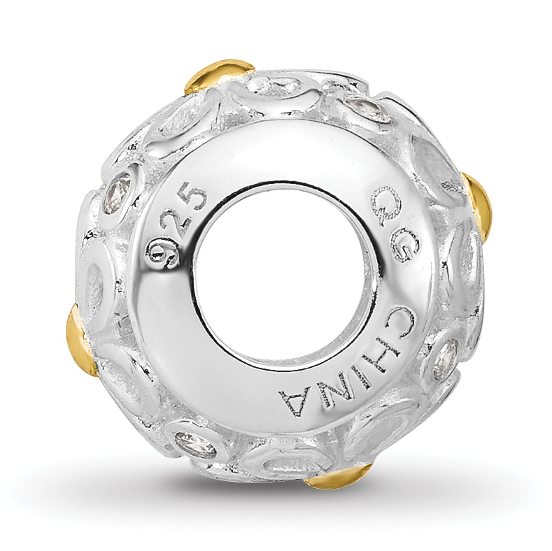 Sterling Silver Reflections Rhodium & Gold Plated Floral Bead Secondary image
