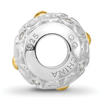 Sterling Silver Reflections Rhodium & Gold Plated Floral Bead