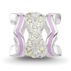 Sterling Silver Reflections Rh-plated Purple Enamel & Yellow CZ Bead